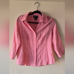 Style & Co. Light Pink Button-Front Seersucker Shirt 14